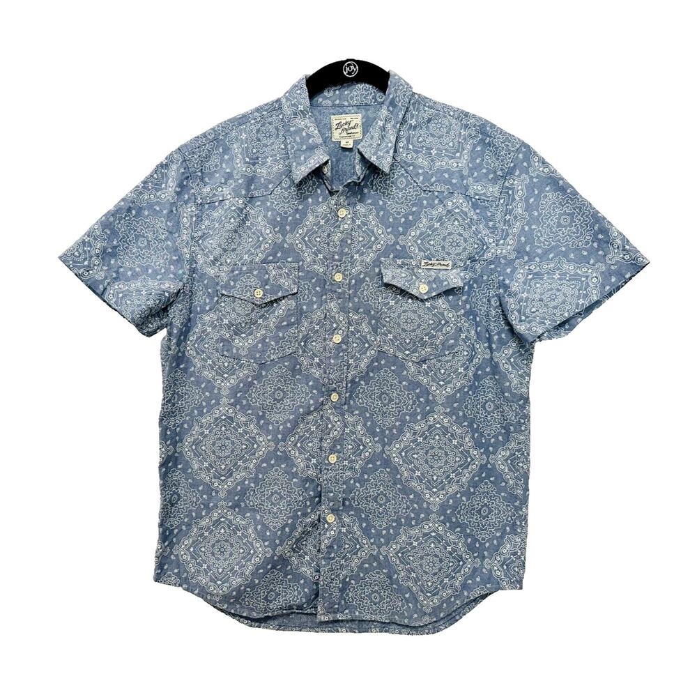 Lucky Brand Men's M Paisley Button Short Sleeve Western Cowboy Rodeo Roper